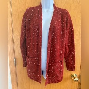 Alfani open cardigan burgundy gold petite